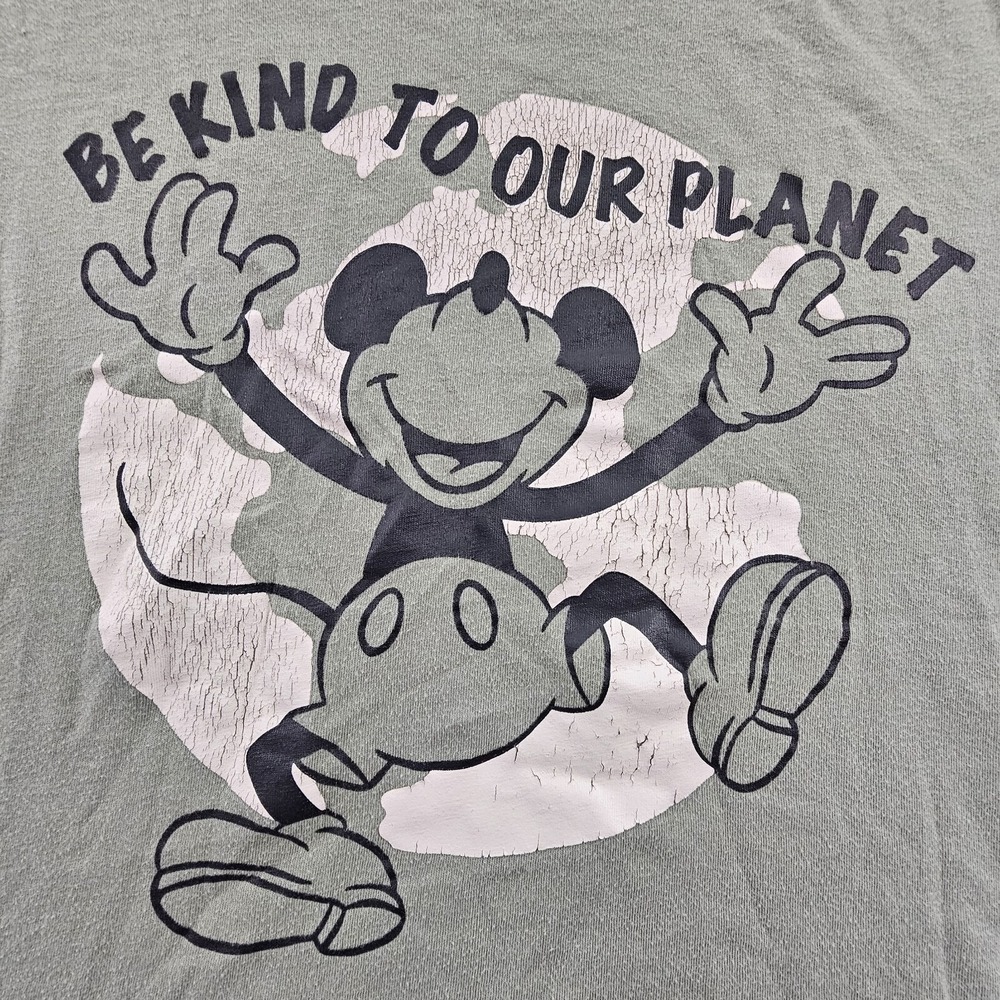 Be Kind to Our Planet Mickey Mouse Disney Green Short Sleeve T-Shirt Women's M - Picture 3 of 7